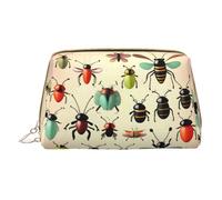 WXZYFP Trousse de maquillage portable en cuir, fermeture éclair pour emporter des articles, adaptée pour le rangement à la maison et en voyage. Petits insectes de dessin animé