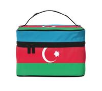 WXZYFP Trousse de maquillage portable multifonction avec motif drapeau de l'Azerbaïdjan avec design interne et externe, facile à organiser diverses fournitures.