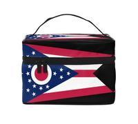 WXZYFP Trousse de maquillage portable multifonction avec motif drapeau de l'État de l'Ohio avec design interne et externe, facile à organiser diverses fournitures.