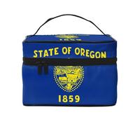 WXZYFP Trousse de maquillage portable multifonction avec motif drapeau de l'État de l'Oregon avec design interne et externe, facile à organiser diverses fournitures.