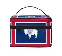 WXZYFP Trousse de maquillage portable multifonction avec motif drapeau de l'État du Wyoming avec design interne et externe, facile à organiser diverses fournitures.