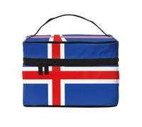 WXZYFP Trousse de maquillage portable multifonction avec motif drapeau de l'Islande avec design interne et externe, facile à organiser diverses fournitures.