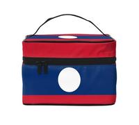 WXZYFP Trousse de maquillage portable multifonction avec motif drapeau du Laos avec design interne et externe, facile à organiser diverses fournitures.