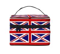 WXZYFP Trousse de maquillage portable multifonction avec motif drapeau du Royaume-Uni avec couche interne et externe, facile à organiser diverses fournitures.