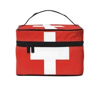 WXZYFP Trousse de maquillage portable multifonction avec motif drapeau suisse avec design interne et externe, facile à organiser diverses fournitures.