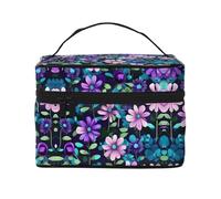 WXZYFP Trousse de maquillage portable multifonction camélia violet avec design interne et externe, facile à organiser diverses fournitures.