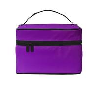 WXZYFP Trousse de maquillage portable multifonction de couleur unie violet foncé avec design interne et externe, facile à organiser diverses fournitures.