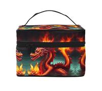 WXZYFP Trousse de maquillage portable multifonction Dragon King in Fire avec design interne et externe, facile à organiser diverses fournitures.