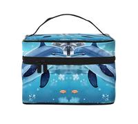 WXZYFP Trousse de maquillage portable multifonction en forme de dauphin avec design interne et externe, facile à organiser diverses fournitures.