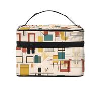 WXZYFP Trousse de maquillage portable multifonction moderne du milieu du siècle avec design interne et externe, facile à organiser diverses fournitures.