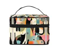 WXZYFP Trousse de maquillage portable multifonction motif chat moderne du milieu du siècle avec design interne et externe, facile à organiser diverses fournitures.