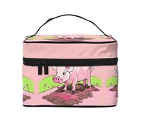 WXZYFP Trousse de maquillage portable multifonction rose avec design interne et externe, facile à organiser diverses fournitures.