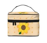 WXZYFP Trousse de maquillage portable multifonction tournesol doré avec design interne et externe, facile à organiser diverses fournitures.