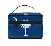 WXZYFP Trousse de maquillage portable multifonctionnelle avec drapeau de la Caroline du Sud avec design interne et externe, facile à organiser diverses fournitures.