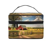 WXZYFP Trousse de maquillage Ranch View Travel indispensable pour les amateurs de voyage en plein air, a une structure interne simple.