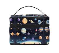 WXZYFP Trousse de maquillage Saturn Jupiter Earth Travel, indispensable pour les amateurs de voyage en plein air, a une structure interne simple.