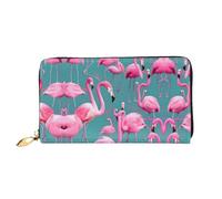 WXZYFP Un flock of flamants roses long portefeuille en cuir, impression double face, matériau en cuir microfibre, unisexe, imperméable et durable, noir, taille unique