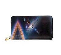 WXZYFP Un univers fascinant long portefeuille en cuir, impression double face, matériau en cuir microfibre, unisexe, imperméable et durable, noir, taille unique