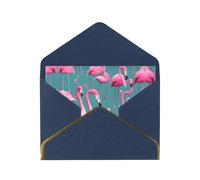 WXZYFP Une carte de vœux en papier nacré bleu doré avec un flocage de flamants roses, le papier est épais et résistant, et il peut être ouvert et fermé en le pliant.