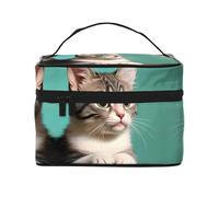 WXZYFP Une trousse de maquillage de voyage en forme de chat curieux, indispensable pour les amateurs de voyage en plein air, a une structure interne simple.