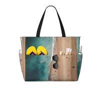 WXZYFP Vue aérienne de la plage. C'est un sac de voyage de plage de grande capacité fabriqué en 100 % polyester et dispose de 7 poches qui peuvent contenir beaucoup d'articles.