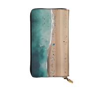 WXZYFP Vue aérienne de la plage Portefeuille long en cuir imprimé double face, unisexe, 12 emplacements pour cartes de crédit, 3 emplacements pour espèces, noir, taille unique