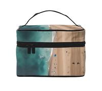 WXZYFP Vue aérienne de la plage Trousse de maquillage de voyage, indispensable pour les amateurs de voyage en plein air, a une structure interne simple., noir, taille unique