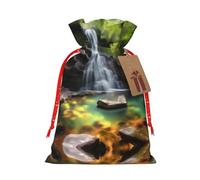 WXZYFP Waterfall Views Sac cadeau en lin avec cordon de serrage pour Noël, anniversaire, fête, facile à laver
