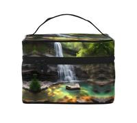 WXZYFP Waterfall Views Trousse de maquillage de voyage, indispensable pour les amateurs de voyage en plein air, a une structure interne simple, noire, taille unique