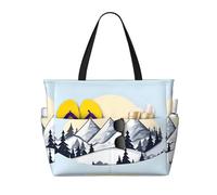 WXZYFP White Snowy Mountains C'est un sac de voyage de plage de grande capacité fabriqué en 100 % polyester et dispose de 7 poches qui peuvent contenir beaucoup d'articles, noir, taille unique