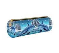 WXZYFP Winter the Dolphin Trousse à crayons en cuir croisée respectueuse de l'environnement, légère et portable, adaptée pour un usage quotidien.