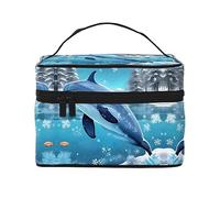 WXZYFP Winter The Dolphin Trousse de maquillage de voyage, indispensable pour les amateurs de voyage en plein air, a une structure interne simple, noire, taille unique