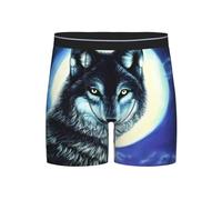 WXZYFP Wolf Under Moon Medium Slip stretch confortable imprimé pour homme, respirant et léger, en tissu stretch doux, noir, taille M