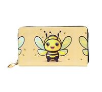 WXZYFP Yellow Bee Portefeuille long en cuir, impression double face, matériau en cuir microfibre, unisexe, imperméable et durable, noir, taille unique