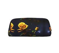 WXZYFP Yellow Roses Starry Night La trousse est fabriquée en cuir croisé (PVC), doublure 100 % polyester et impression plein écran