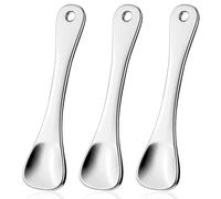 WY LIGHTING LEVEL Lot de 3 mini cuillères réutilisables pour soins de la peau - Spatule de massage en métal - Applicateur de maquillage pour le visage, les lotions hydratantes - Mélange (3 argentés)