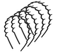 WY LIGHTING LEVEL Lot de 4 bandeaux en forme de zigzag - Peigne à cheveux en plastique ondulé - Accessoire pour femme et fille - Noir