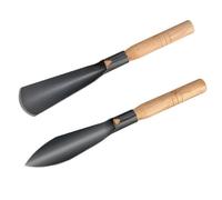 WY8 Truelle de jardin 2 pièces - Petites pelles à main robustes, outils de jardin en acier au manganèse durable avec poignée en bois pour creuser, planter, désherber, transplanter et ameublir le sol
