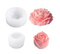 WYAHYQ 2Pièces Moule à bougie Silicone Roses et Pivoines 2,16inch&3,94inch Moule à bougie pour en plâtre Fleurs