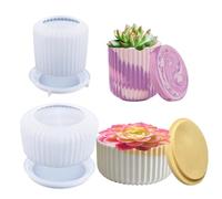 WYAHYQ 2Pièces Moules en Silicone Moules de coulée Boîte avec Couvercle Bol pour béton Plâtre Bougeoirs Moules en résine époxy