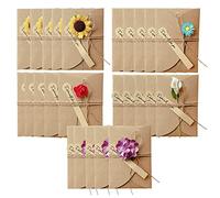 WYAN 25 PCS cartes de vœux en fleurs séchées avec enveloppe kraft,Cartes de vœux faites à la main,5 modèles(105 * 71mm)
