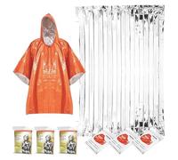 WYAN 4PCS Poncho de Survie d'urgence avec Capuche + 4PCS Couverture Thermique Couverture de Survie Reutilisable - Thermique, Imperméable, Coupe-Vent pour l'extérieur, Randonnée, Premiers Secours