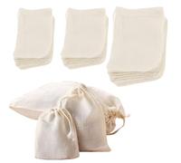 WYAN 6 PCS Sacs à Épices en Coton Naturel, Sachet de Thé Réutilisable Vides en Coton, sachet en mousseline naturelle pochon pour Cuisine, Trempage de Liqueur Médicinale, Filtre à Thé, Café