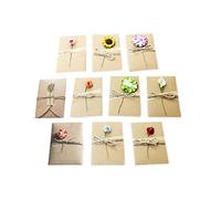 WYAN WYAN 10 PCS cartes de vœux en fleurs séchées avec enveloppe kraft,Cartes de vœux faites à la main,cartes de remerciement de voeux(175 * 110mm)