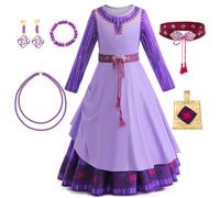 WYB Wish Asha Robe de costume violet pour fille de 4 à 12 ans, tenue d'Halloween et de carnaval avec accessoires, ensemble de déguisement (9-10 ans, 150)