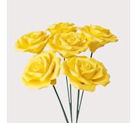 wybdtic Lot de 6 roses en céramique faites à la main, avec des couleurs vives et des détails complexes de pétales, décorations florales, décoration de mariage, décoration de Noël, cadeau offrant une