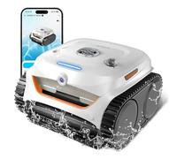 WYBOT C2 Vision AI caméra Robot Piscine sans Fil avec Batterie, Robot de Piscine Sol et Mur, Filtration à Deux Couches, Aspiration puissante, pour piscines enterrées jusqu'à 180㎡(Blanc-Orange)