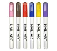WYBZDA À Base D'eau Stylo Nail Art Diy Séchage Rapide Stylo Vernis à Ongles Pour Traitement Anti-Bavures Pointillé Lignes Techniques Pour Professionnels Salons(6 colours-A)