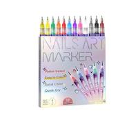 WYBZDA Filles Stylo Nail Art Séchage Rapide Stylo Vernis à Ongles Pointe Fine Pour Lignes Pointillé Nail Art Marker Preuve De L'eau Longue Tenue Pour Débutants Mariages(12-colour B)