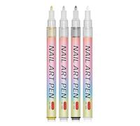 WYBZDA Peinture Stylo Vernis à Ongles Diy Lignes Points Stylo Nail Art Pour Filles Fêtes Nail Art Marker 0,7mm Séchage Rapide Sans Uv Portable Les Jours(4pcs)